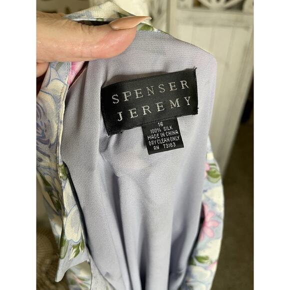 Vintage Spenser Jeremy 100% Silk Floral Dress Women's 16 Cottage Core Pastel - Picture 3 of 8